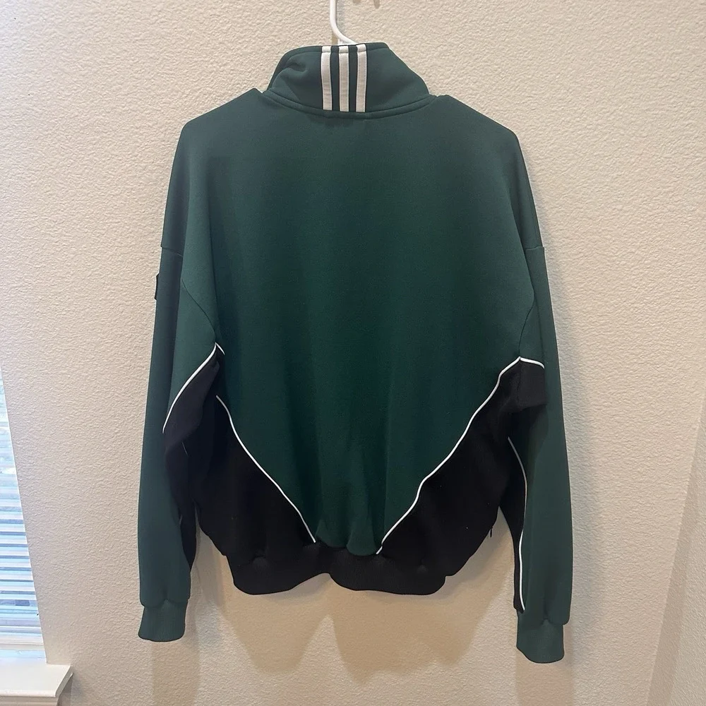 Vtg Adidas Jacket Mens M Green Soccer Long Sleeve Full Zip Athletic Sport